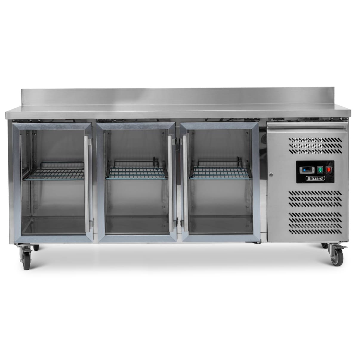 BLIZZARD Triple Hinged Glass Door Counter Refrigerator With Upstand - Image 3